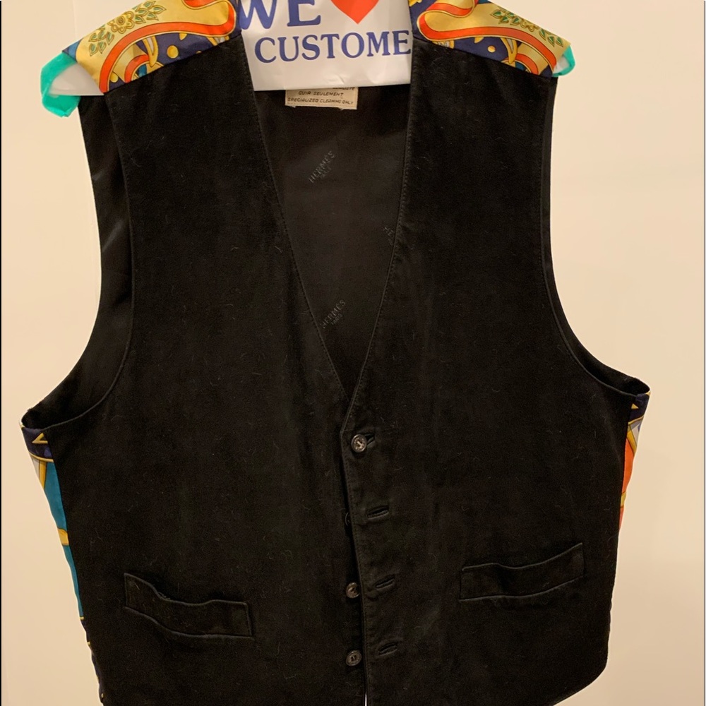 1990’s authentic men’s Hermes suede & silk vest - Picture 2 of 4